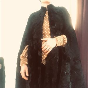 Floor length fur cape